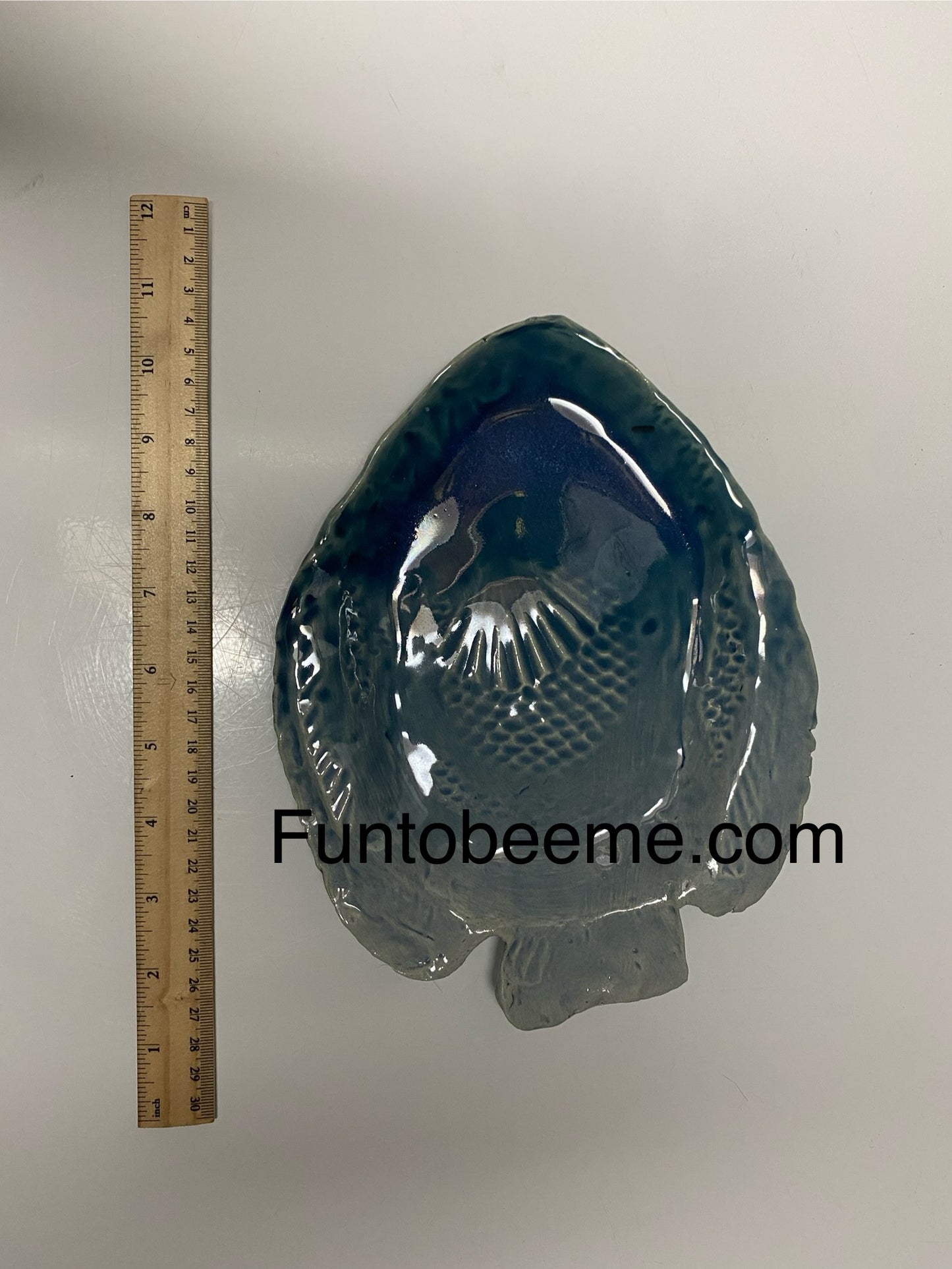 Fish plate with ombré glaze