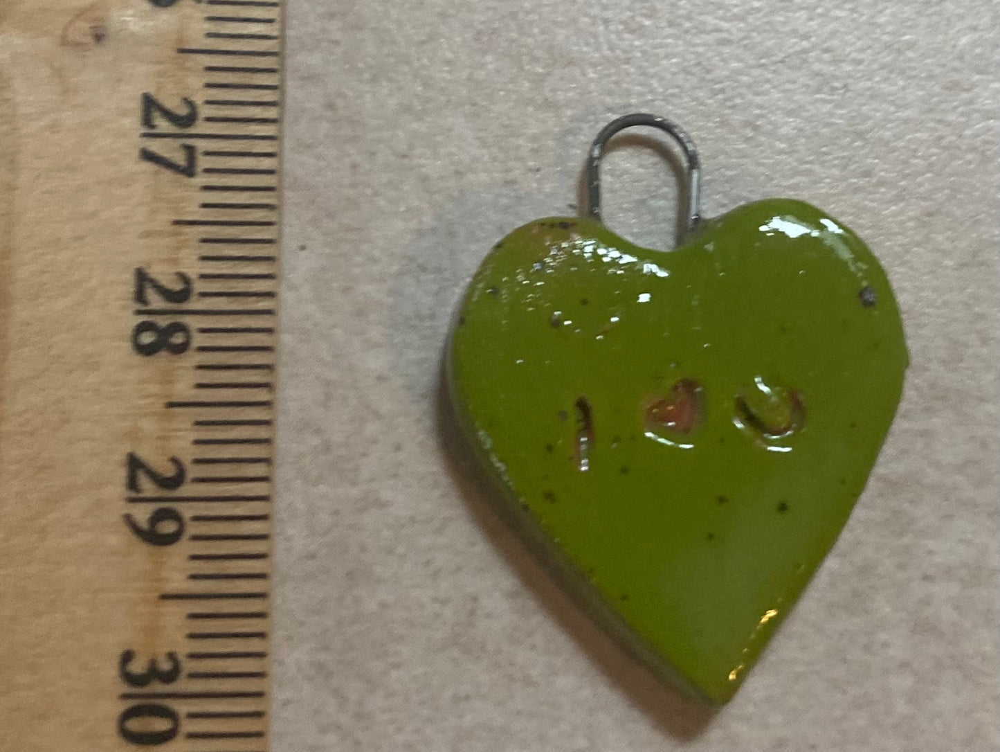 Heart pendant green I heart u