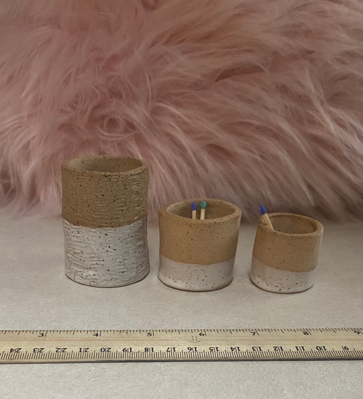 Set of 3 matchstick holders